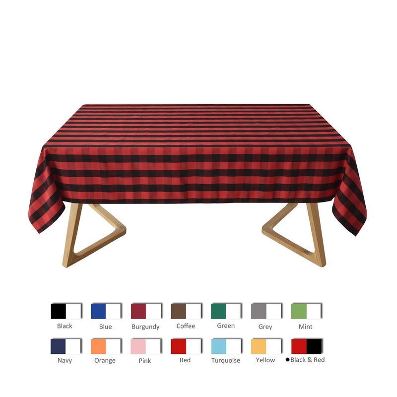 maxmill Checkered Square Tablecloth Stain Resistant Waterproof and Wrinkle Resistant Washable Heavy Weight Soft Table Cloth Gingham for Dining Room and Outdoor Use, 52 x 52 Inch Black and Red - Image 3